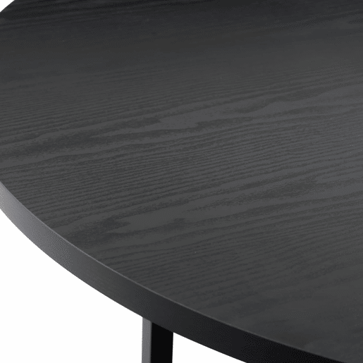 Mesa de jantar redonda - para 4 a 6 pessoas, com prateleira de arrumação, efeito de madeira preta e estrutura metálica - preta