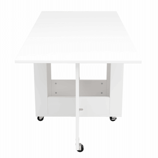 Mesa de jantar dobrável 120x75x75 cm - tampo extensível, 2-4 pessoas, 2 gavetas, espaço aberto, rodízios com travão - Branco