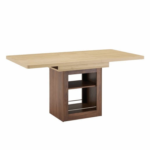 Mesa de jantar extensível 130160 cm - com espaço de arrumação, estrutura em MDF, para 4-8 pessoas - cor madeira naturalnogueira