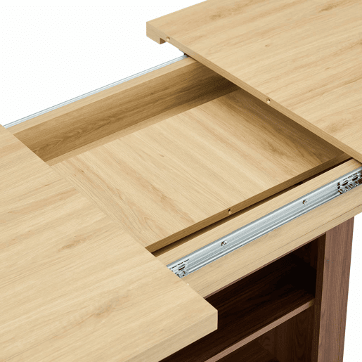 Mesa de jantar extensível 130160 cm - com espaço de arrumação, estrutura em MDF, para 4-8 pessoas - cor madeira naturalnogueira