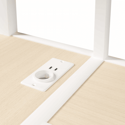 Cama alta 140x200 cm - estrutura metálica com prateleira, gaveta, painel perfurado, secretária, tomada e luz LED, sem colchão - branco