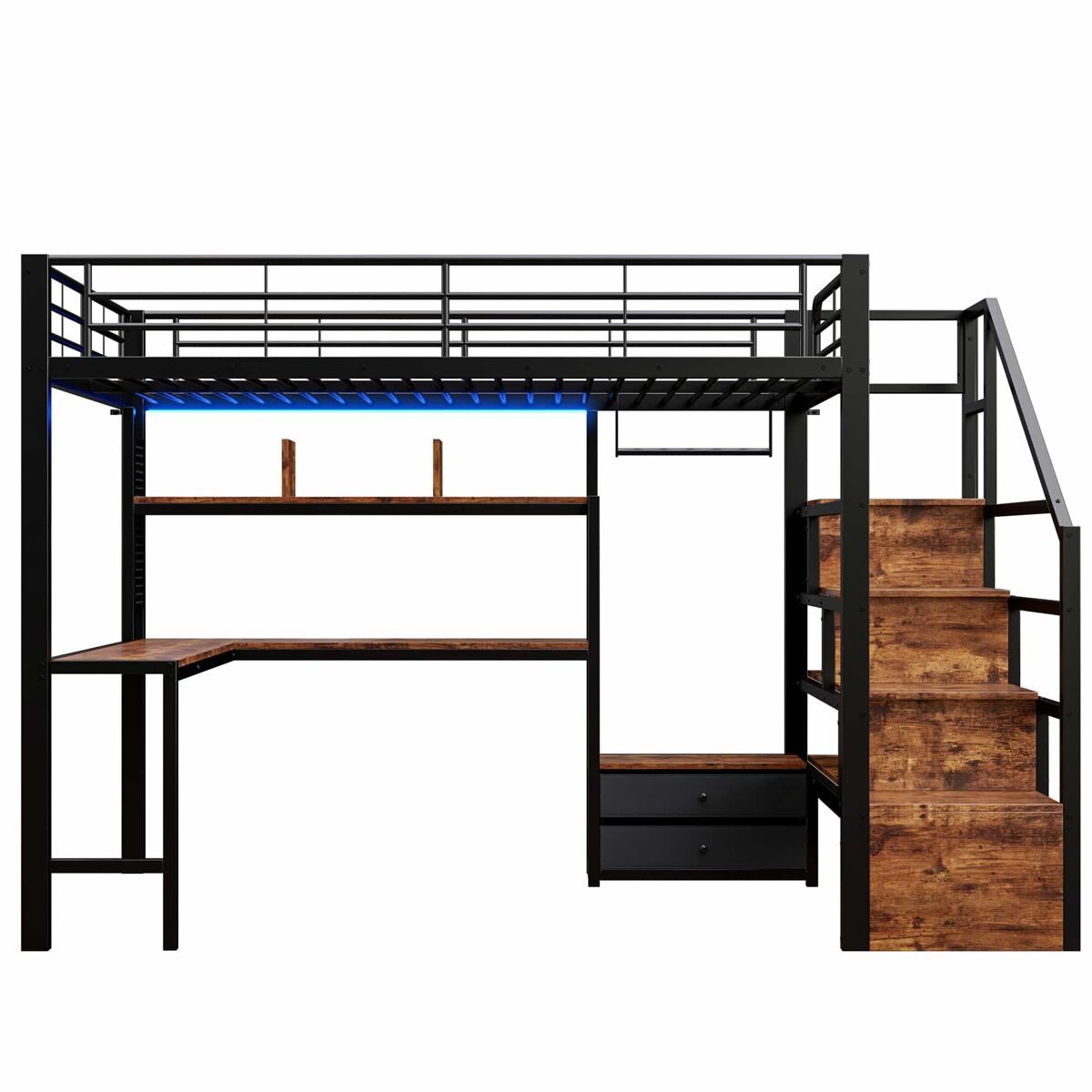 Cama alta para niños 251x145 Negro