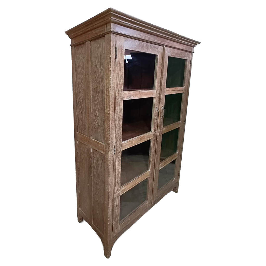 Vitrina de madera acabado artesanal marrón 110x45x180 cm