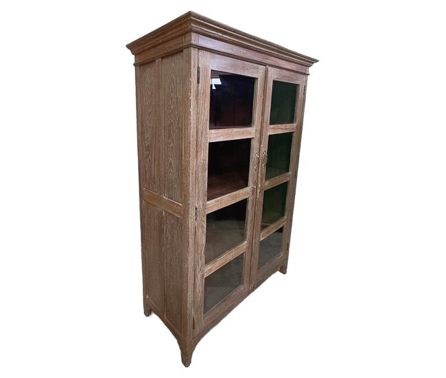 Vitrina de madera acabado artesanal marrón 110x45x180 cm