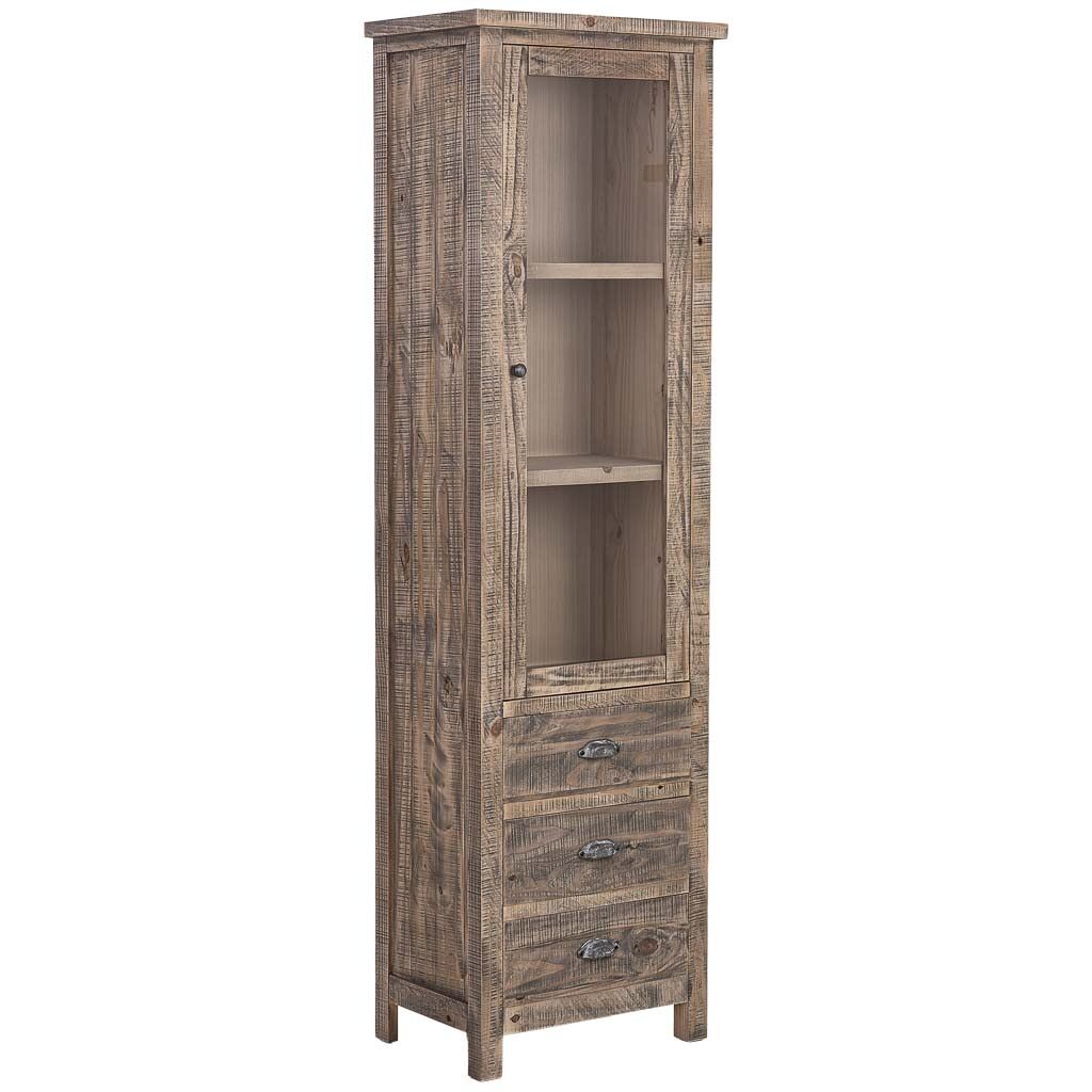 Vitrina de 1 puerta de madera marrón 58x40x200h cm