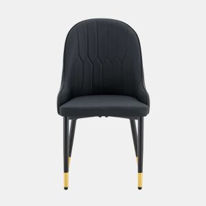 Conjunto de 2 cadeiras em PU - encosto com padrão em forma de raio, impermeáveis, resistentes, de fácil manutenção, almofada espessa de alta elasticidade - preto