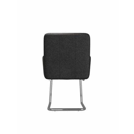 Conjunto de 6 cadeiras de jantar (6 unidades) u2013 riscas verticais, assento almofadado, pés metálicos em ziguezague, couro sintético, estilo lounge u2013 Preto