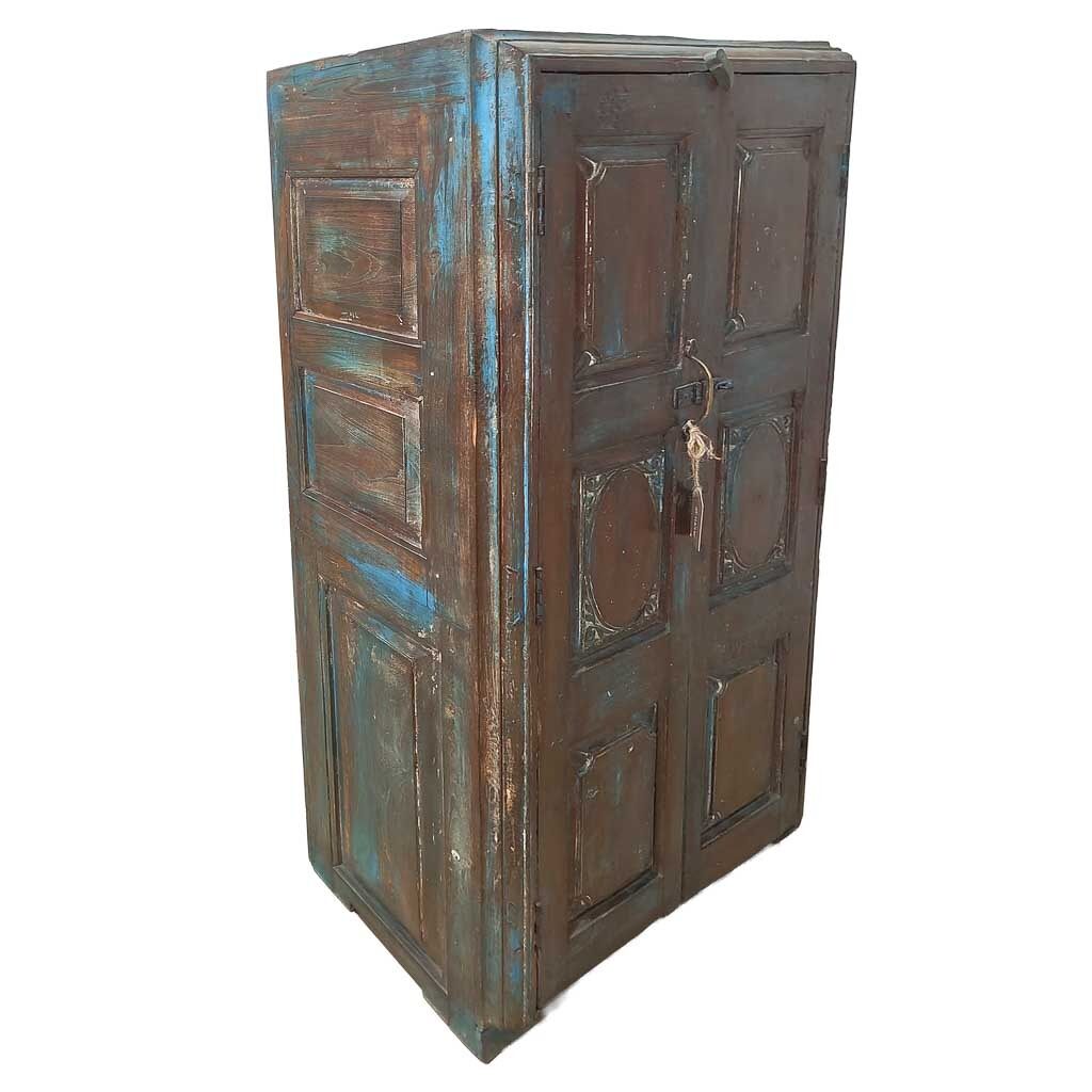 Armario de madera acabado artesanal marrón 75x36x138h cm