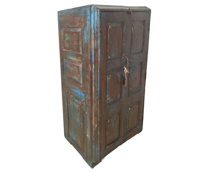 Armario de madera acabado artesanal marrón 75x36x138h cm