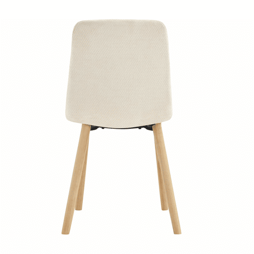 Conjunto de 2 cadeiras de jantar de 88 cm - estofadas em tecido plissado, pernas em madeira maciça, estilo nórdico moderno - branco e madeira