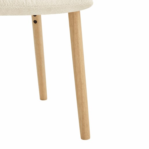 Conjunto de 2 cadeiras de jantar de 88 cm - estofadas em tecido plissado, pernas em madeira maciça, estilo nórdico moderno - branco e madeira