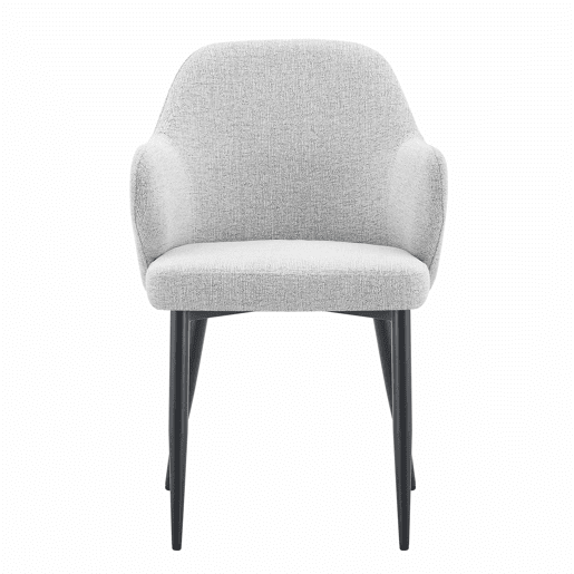 Conjunto de 2 cadeiras de jantar de 83 cm - Encosto com combinação de tecido cinzento claro e PU castanho, estrutura com pernas metálicas em forma de cruz - Cinza Claro, Castanho, Preto