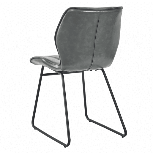 Cadeiras de jantar (2 unidades) - Cadeiras em couro sintético com estrutura metálica, cadeiras estofadas para sala de jantar, sala de estar e escritório - Cinza