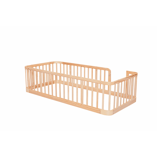 Parque infantil modular 90 x 200 cm - Espaço seguro entre barras de 7 cm, bordas arredondadas, design anti-mordidas na base, porta de segurança multifuncional para bebés e animais de estimação - Madeira natural