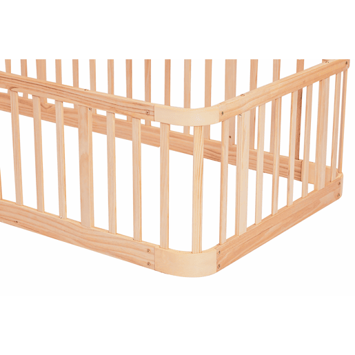 Parque infantil modular 90 x 200 cm - Espaço seguro entre barras de 7 cm, bordas arredondadas, design anti-mordidas na base, porta de segurança multifuncional para bebés e animais de estimação - Madeira natural