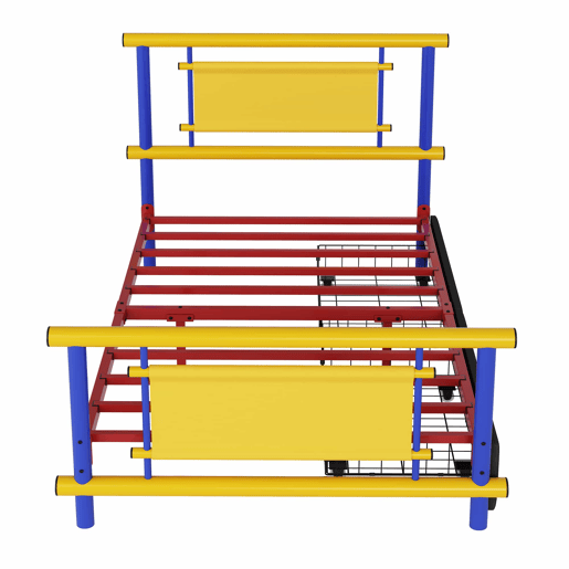 Estrutura de cama infantil em metal 90x200 - com gavetas, cama de plataforma, construção robusta em aço, design com cores vivas, economia de espaço para quartos de meninos e meninas - azul