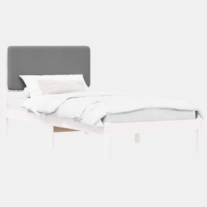 Estrutura de cama de solteiro simple com Cabeceira Estofada Cinzento-claro