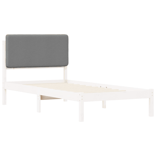 Estrutura de cama de solteiro simple com Cabeceira Estofada Cinzento-claro