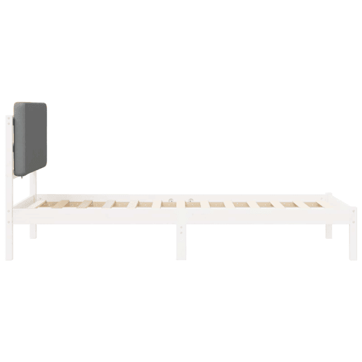 Estrutura de cama de solteiro simple com Cabeceira Estofada Cinzento-claro