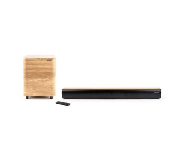 Barra de sonido bluetooth con subwoofer inalámbrico potencia músical 300w acabado madera/negro