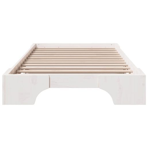 Estrutura de cama de solteiro para adultos - Branco 90 x 200 cm Madeira de Pinheiro Sólida