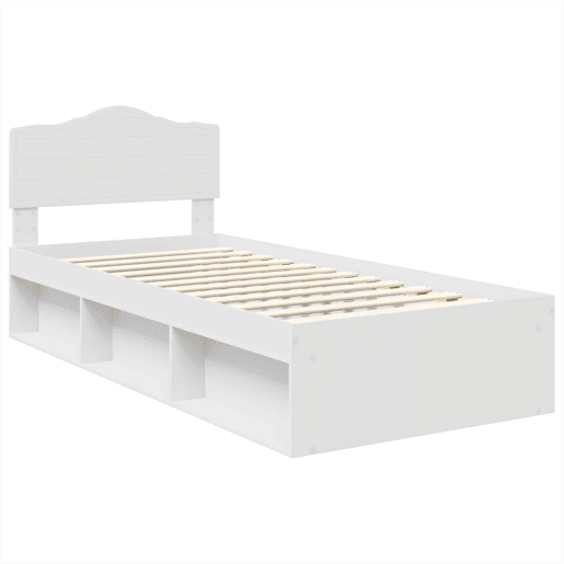 Estrutura de cama de solteiro para adultos com Cabeceira - Branco 100 x 200 cm