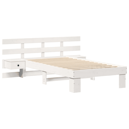 Estrutura de cama de solteiro para adultos - Branco 80 x 200 cm Madeira de Pinheiro Sólida