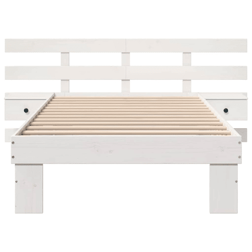 Estrutura de cama de solteiro para adultos - Branco 80 x 200 cm Madeira de Pinheiro Sólida