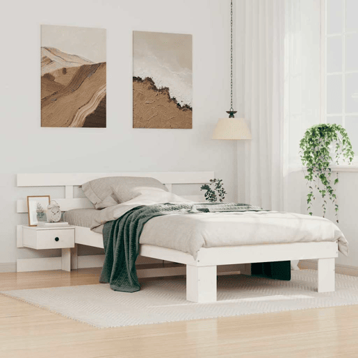 Estrutura de cama de solteiro para adultos - Branco 90 x 190 cm Madeira de Pinheiro Sólida
