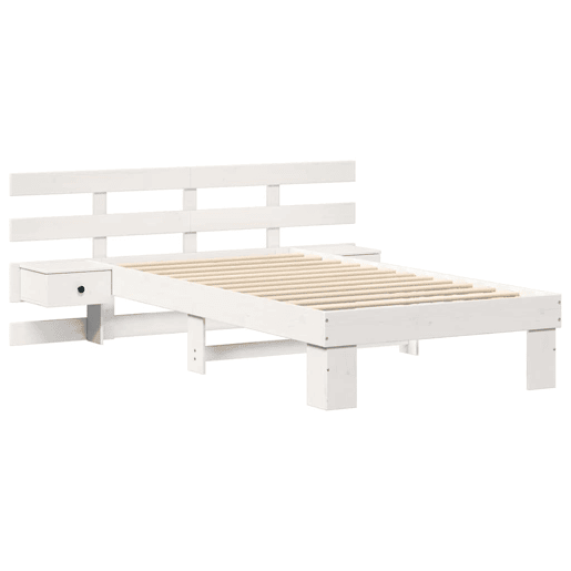 Estrutura de cama de solteiro para adultos - Branco 90 x 190 cm Madeira de Pinheiro Sólida