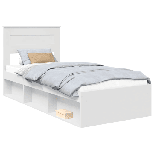Estrutura de cama de solteiro para adultos com Cabeceira - Branco 100 x 200 cm