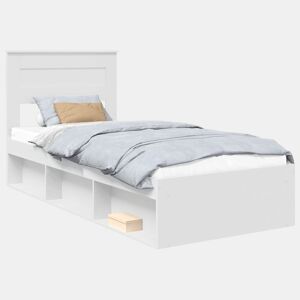 Estrutura de cama de solteiro para adultos com Cabeceira - Branco 100 x 200 cm