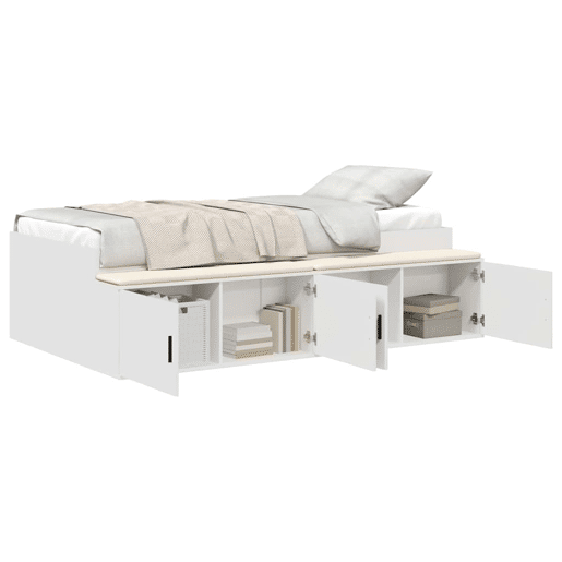 Estrutura de cama de solteiro para adultos Branco 80 x 200 cm Madeira processada