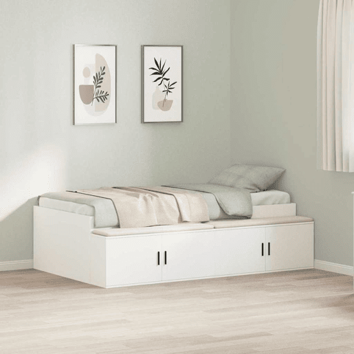 Estrutura de cama de solteiro para adultos Branco 80 x 200 cm Madeira processada