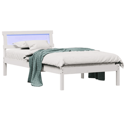 Estrutura de cama de solteiro para adultos com Cabeceira - Branco 100 x 200 cm
