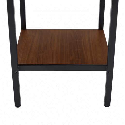 Mesa de jantar redonda com 100 cm de diâmetro - com prateleira de arrumação, acabamento em nogueira, estrutura metálica, para 4-6 pessoas - nogueira