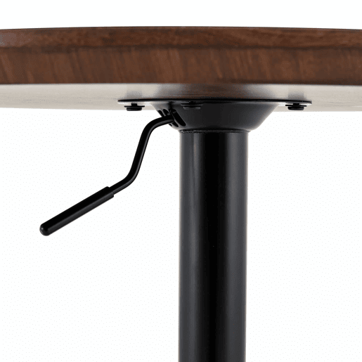 Mesa auxiliar com rodízios e altura ajustável, Ø70 cm - design moderno, mesa redonda para escritório, cozinha e café - cor nogueira
