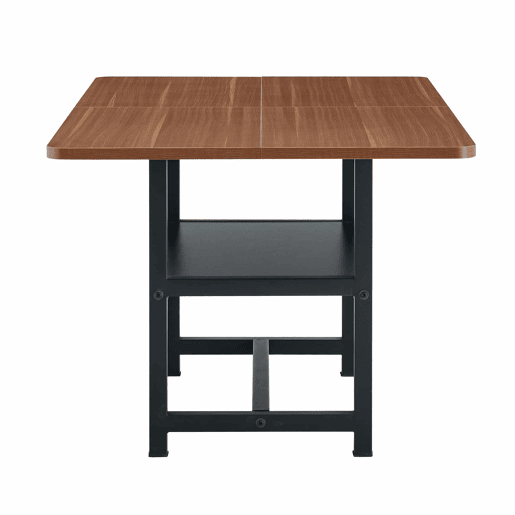 Mesa de jantar retangular 160x90x76 cm - design industrial com prateleira multifuncional e pés de metal pretos - preto e nogueira