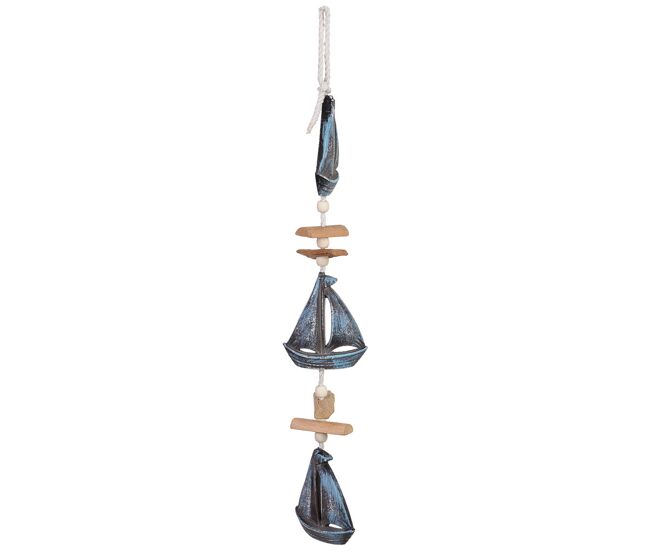 Movil de viento decorativo de madera azul 8x2x50h cm