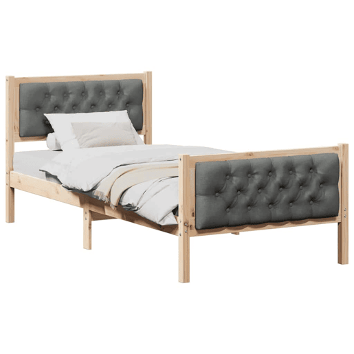 Estrutura de cama de solteiro para adultos com cabeceira Cinza Escuro 90 x 200 cm