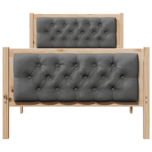 Estrutura de cama de solteiro para adultos com cabeceira Cinza Escuro 90 x 200 cm