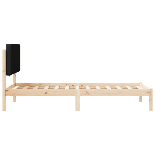 Estrutura de cama de solteiro para adultos com Cabeceira Estofada Preto 80 x 200 cm