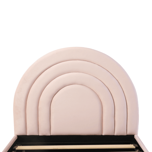 Cama estofada 90x200 - Cama individual com cabeceira e estrado de ripas - Rosa