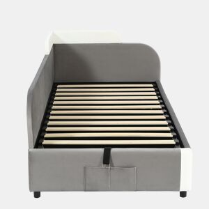 Cama individual 90x200 cm - Cama infantil hidráulica com arrumação - Cinza