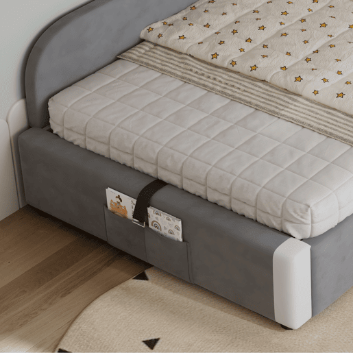 Cama individual 90x200 cm - Cama infantil hidráulica com arrumação - Cinza Cama individual 90x200 cm - Cama infantil hidráulica com arrumação - Cinza