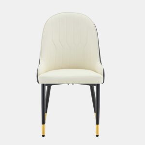 Conjunto de 2 cadeiras em PU, 2 unidades - encosto com padrão em forma de relâmpago, estofamento espesso e altamente elástico - cinzento escuro, branco e preto