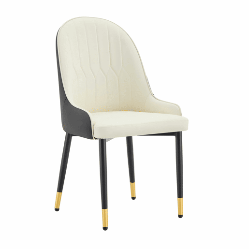 Conjunto de 2 cadeiras em PU, 2 unidades - encosto com padrão em forma de relâmpago, estofamento espesso e altamente elástico - cinzento escuro, branco e preto