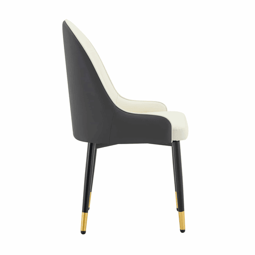 Conjunto de 2 cadeiras em PU, 2 unidades - encosto com padrão em forma de relâmpago, estofamento espesso e altamente elástico - cinzento escuro, branco e preto