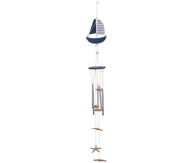 Movil de viento de madera azul 10x8.5x80h cm