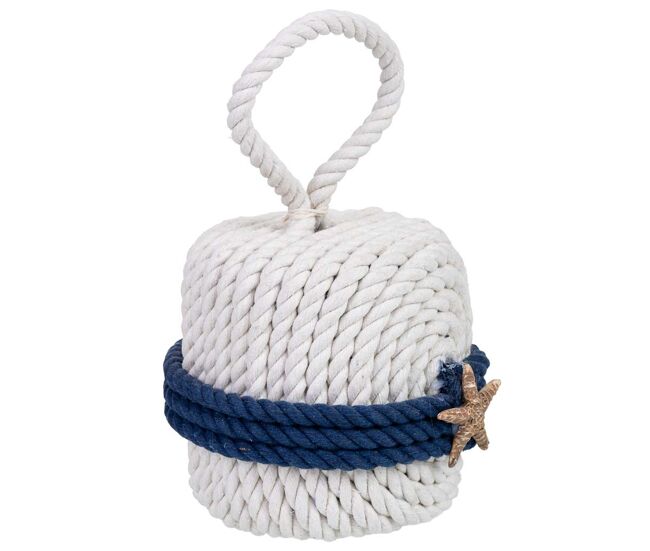 Tope de puerta de algodón con estrella blanco 14x14x23h cm